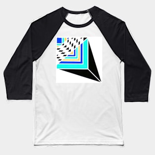 Inverted Blue Black Yellow Geometric Abstract Acrylic Painting III Baseball T-Shirt